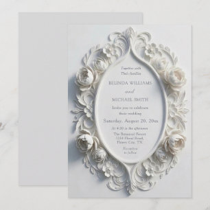 Convites Cume de Flores Esculpidas Brancas Casamento
