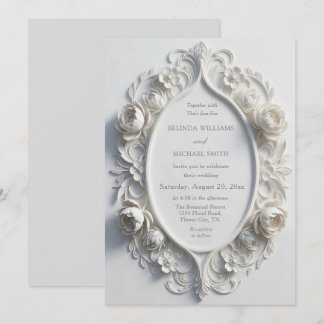 Convites Cume de Flores Esculpidas Brancas Casamento