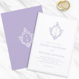 Convites Cume de Lavanda Monograma Casamento Antigo Elegant