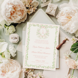 Convites Cume Doce com Laço Rosa   Casamento Monograma