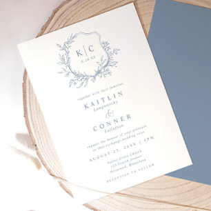 Convites Cume Elegante Azul Poeirento Clássico Casamento Fo