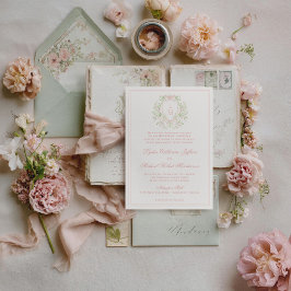 Convites Cume Elegante c/ Laço Rosa | Casamento Monograma