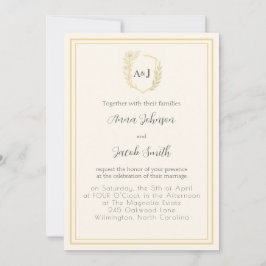 Convites Cume Elegante de Marfim e Ouro Falso com Acento Fl