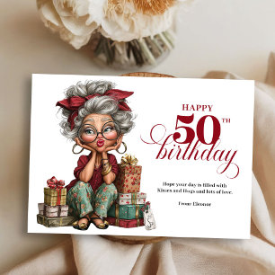 Convites Cumprindo 50 mulher excêntrica divertido cumprimen