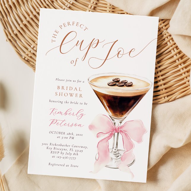 Convites Cup of Joe Coquette Bridal Shower Invitation (Criador carregado)