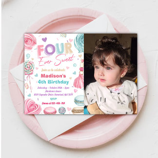 Convites Cupcake 4ª Festa de Aniversário Quatro Já Tão Doce
