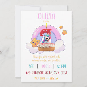 Convites Cupcake 7 Rainbow Unicorn