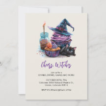 Cupcake de bruxa e gato preto, Halloween