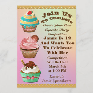 Convites Cupcake de guerra Assar no Aurora Multi-Invite