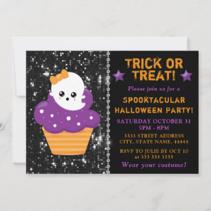 Convites Cupcake de Halloween Festa Infantil Fantasminha Fo
