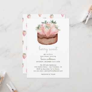 Convites Cupcake de Morango Berry Sweet para Chás de Bebê