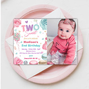 Convites Cupcake do segundo aniversário Dois Doces Doce