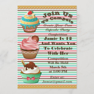 Convites Cupcake Guerras Assares Fora do Aniversário Fora d