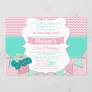 Convites Cupcake  primeiro aniversario do quadro negro das 