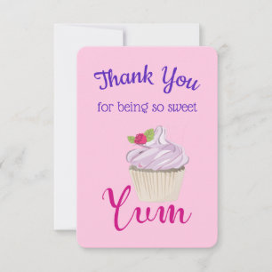 Convites Cupcake Rosa Sonho com Yum Framboesa!Obrigado
