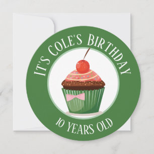 Convites Cupcake Whimicsal com Aniversário de criança Chery