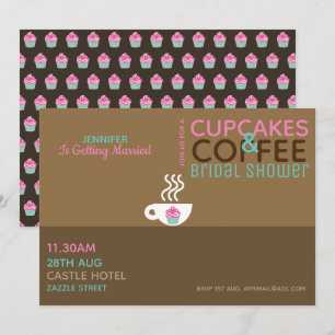 Convites CUPCAKES COFFEE Chá de panela cor-de-rosa