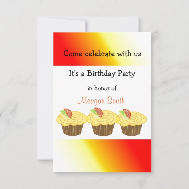 Convites Cupcakes com limão (Frente)