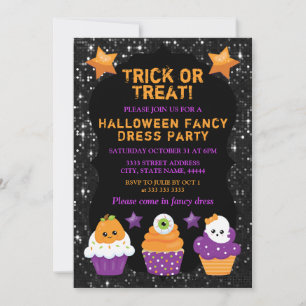 Convites Cupcakes de Halloween Olho de Abóbora Fantasma Kaw