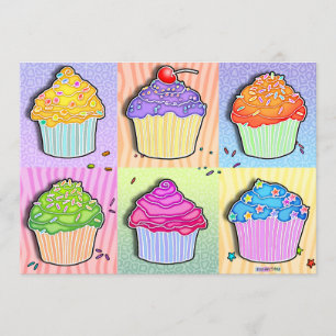 Convites - cupcakes do pop art