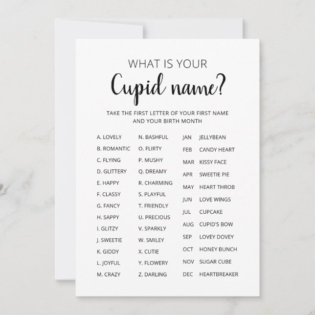 Convites Cupid Name Game Party (Frente)