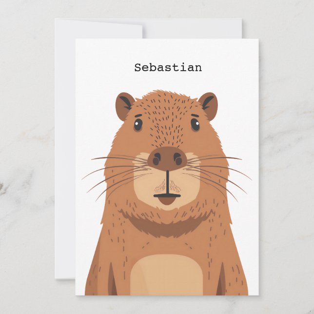 Convites Curioso Capybara Portrait (Frente)