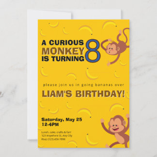 Convites Curious Monkey Birthday Invite | Banana Jungle