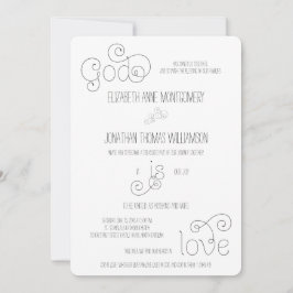 Convites Curly Script Deus é Amor Casamento Cristão