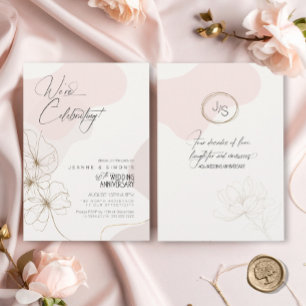 Convites Cursive Floral 40º Aniversário Blush ID1168
