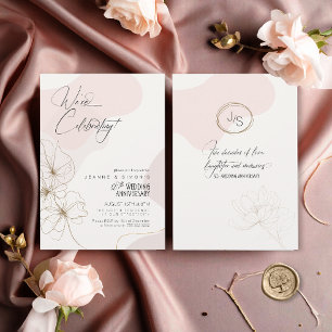 Convites Cursive Floral 50º Aniversário Blush ID1168