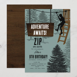 Convites Curso de corda Zipline Aventura ao ar livre Aniver