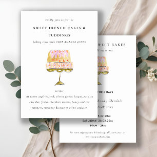 Convites Curso de Culinária de Padaria de Bolo em Aquarela 