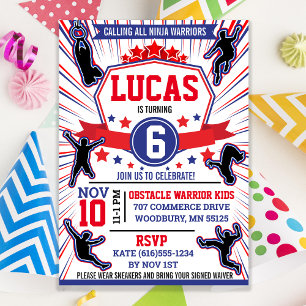 Convites Curso de Obstáculo à Festa de aniversário do Guerr