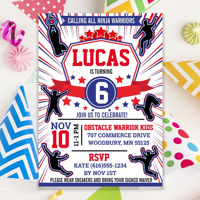 Convites Curso de Obstáculo à Festa de aniversário do Guerr (Criador carregado)