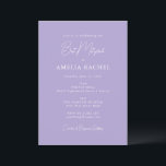 Convites Curta Lavanda de Bat Mitzvah com Script Minimalist<br><div class="desc">Convite Mitzvah para Bat Moderno de Corte Moderno de Script Minimalista Personalizado</div>
