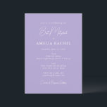 Convites Curta Lavanda de Bat Mitzvah com Script Minimalist<br><div class="desc">Convite Mitzvah para Bat Moderno de Corte Moderno de Script Minimalista Personalizado</div>