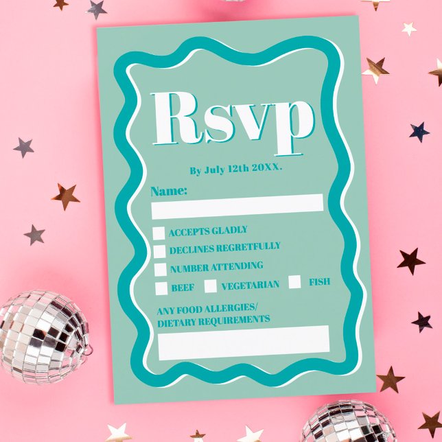 Convites Curva de cor azul esbranquiçada Rsvp (Criador carregado)