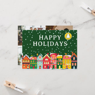 Convites Custom 5Photo Happy Holiday Cute Colorful Card