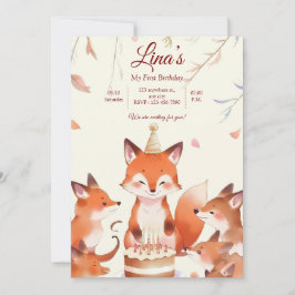 Convites Custom Birthday Invitation with Cute Foxes