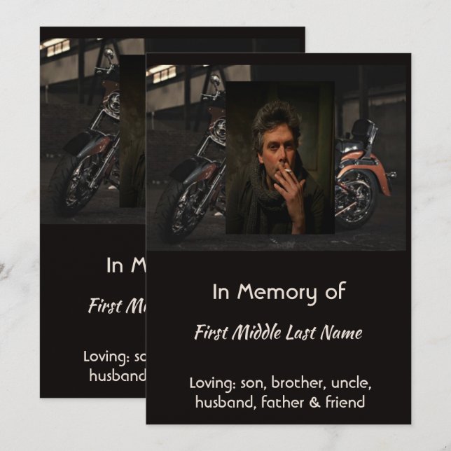 Convites Custom Celebration of Life Service Invite Biker (Frente/Verso)