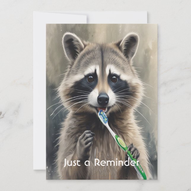 Convites Custom Check up Reminder Dentist Fun Raccoon (Frente)