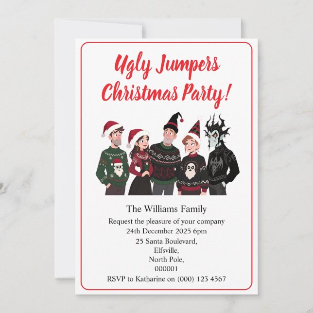 Convites Custom Christmas Party Ugly Jumper Xmas (Frente)