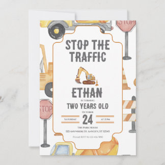 Convites Custom Construction Truck Birthday Invitation Kids