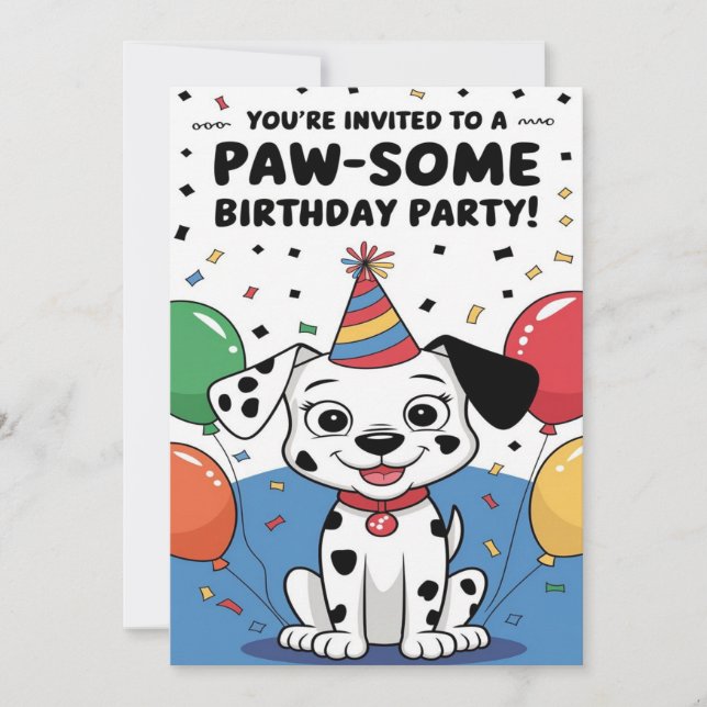 Convites Custom Dalmatian birthday Invitation card (Frente)