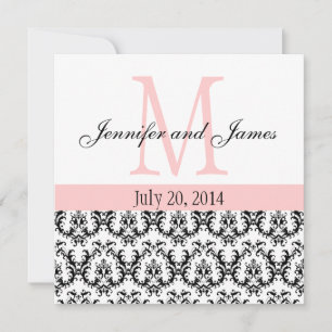 Convites Custom Damask Monogram Wedding Invitation Pink