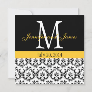 Convites Custom Damask Monogram Wedding Invitation Yellow