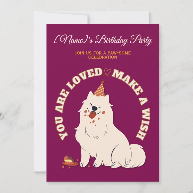 Convites Custom Dog Birthday Party Invite Make A Wish (Frente)