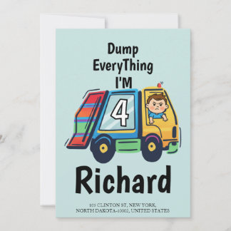 Convites Custom Dump Everything! I'm 4 Garbage Truck Birth
