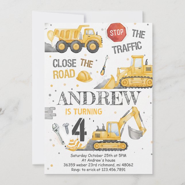 Convites Custom Dump Truck Birthday for boys Invitation (Frente)