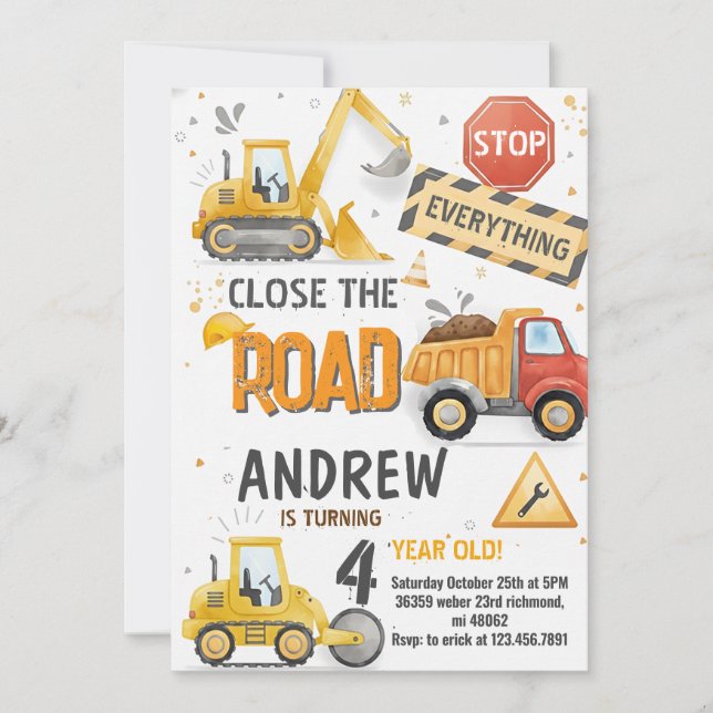 Convites Custom Dump Truck Birthday for boys Invitation (Frente)